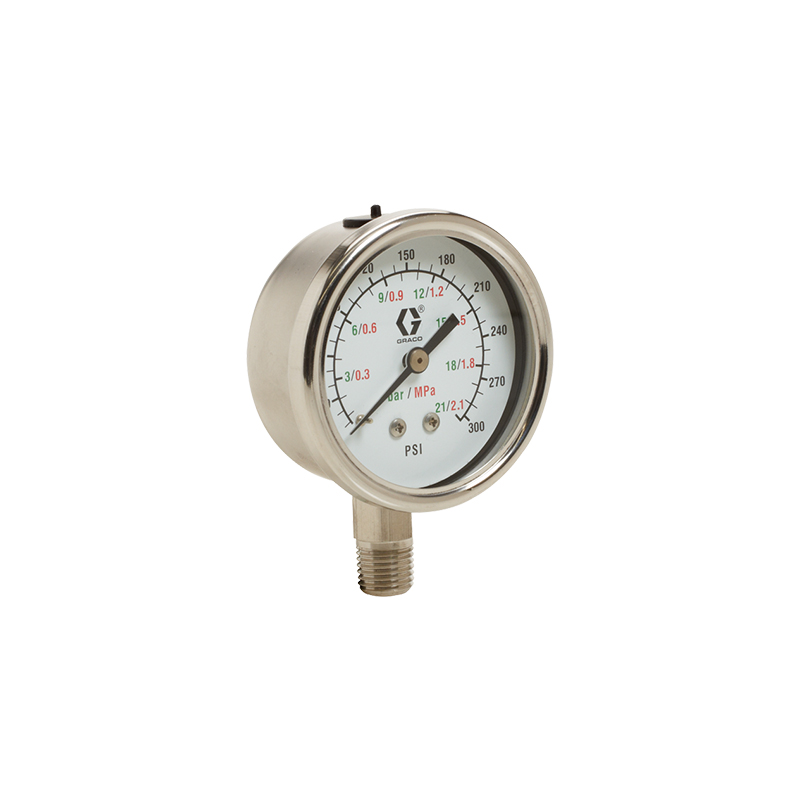 美国GRACO固瑞克不锈钢低压空气压力表底部安装